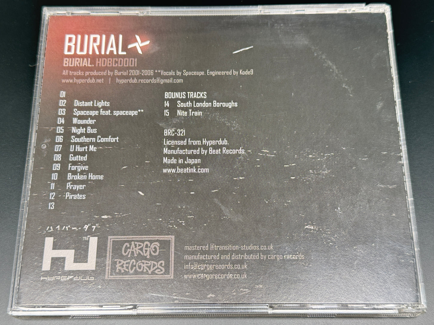 Burial Japan Import Bonus Tracks+2 BRC-321