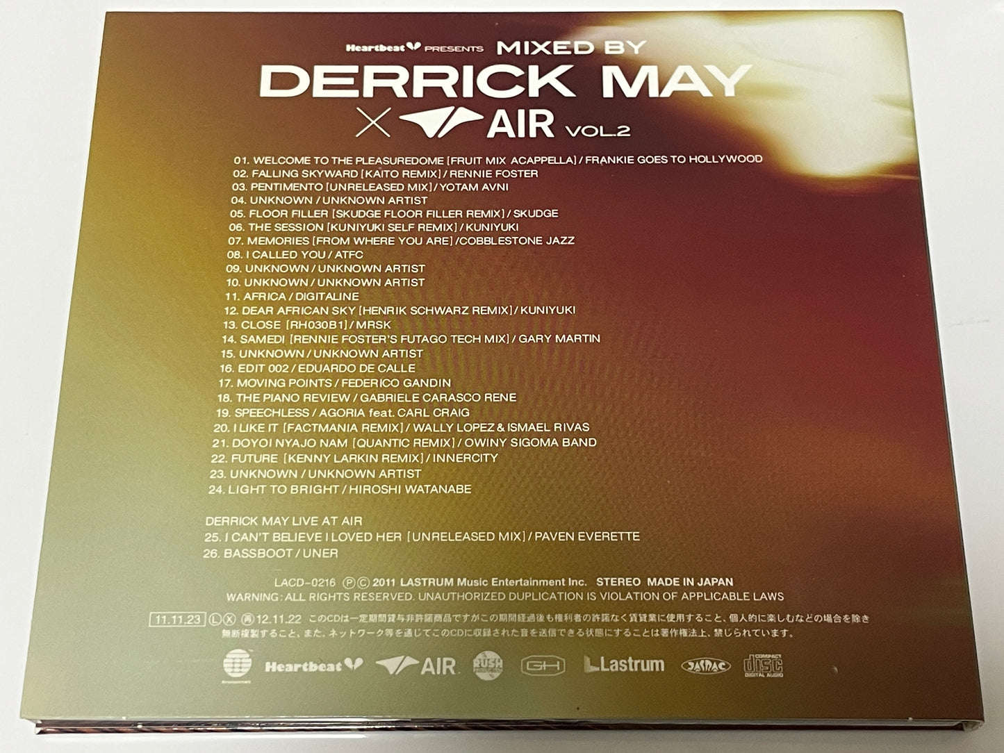 Derrick May Heartbeat Presents × Air Vol.2 Japanese CD LACD-0216