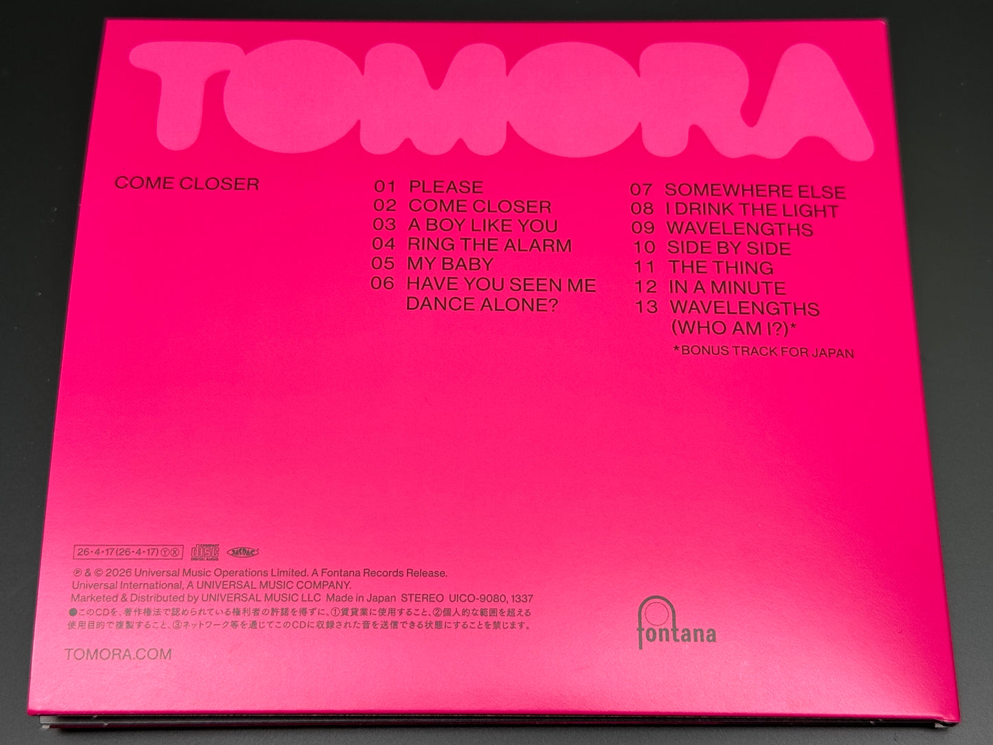 Tomora Come Closer Aurora Tom Rowlands Chemical Brothers Japan Import Bonus Trk