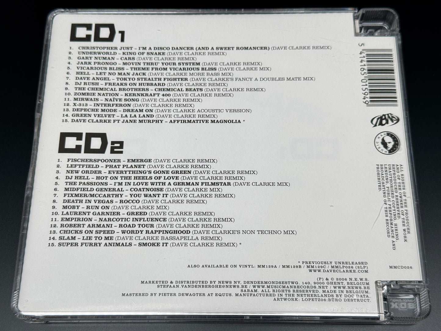 Dave Clarke Remixes & Rarities 1992-2005 Depeche Mode,Gary Numan,Chemical Brothers 2CD