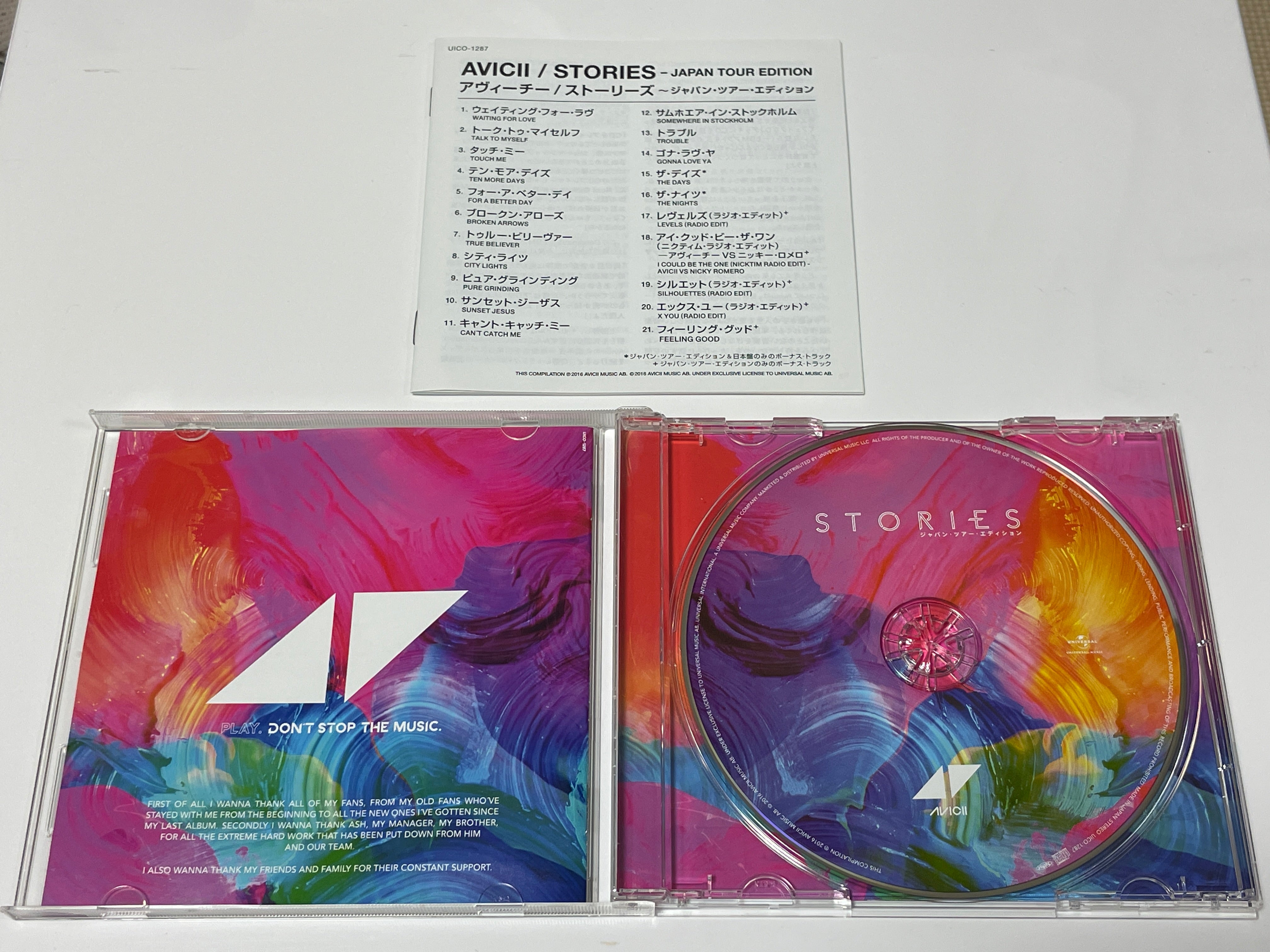 Avicii Stories Japan Tour Edition Japanese CD Bonus Tracks+5 UICO-1287 Used  CD Dancin Records