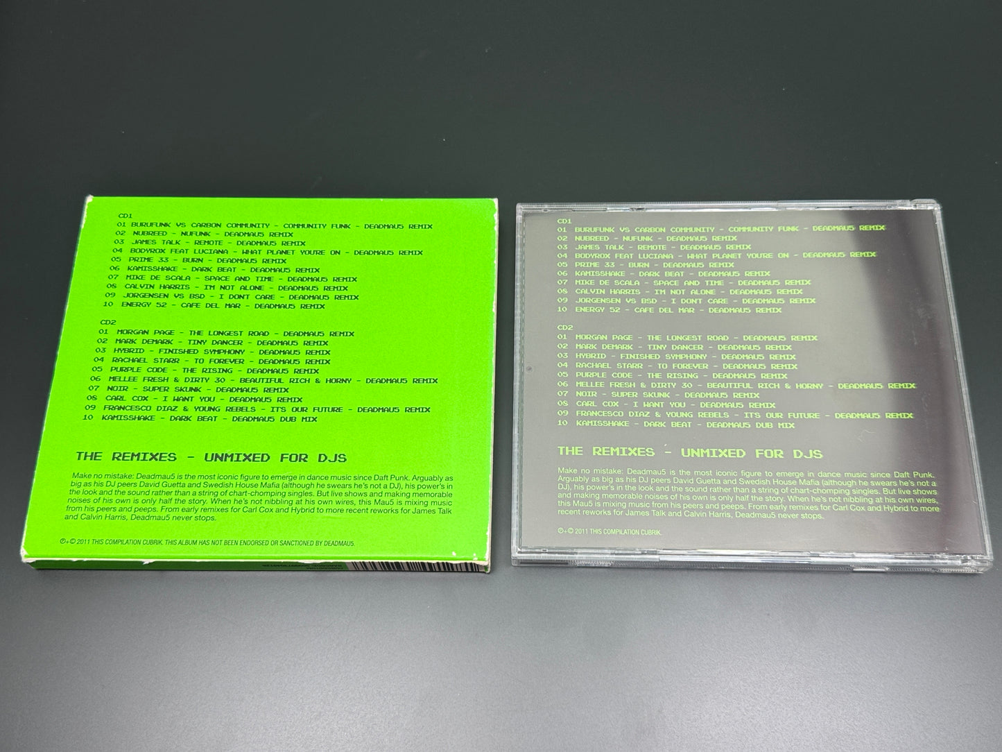 Deadmau5 The Remixes Unmixed For Djs ,Energy 52,Calvin Harris,Carl Cox 2CD
