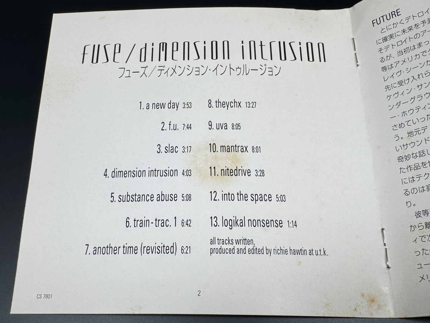 F.u.s.e. Fuse Richie Hawtin Dimension Intrusion Japan Import CD SRCS-7801